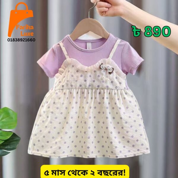 Purple & White Polka Dot Pinafore Baby Dress🌸 (CODE- FL022)