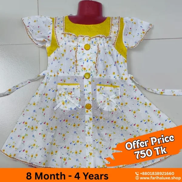 💛 Cotton yellow color frock (CODE-FL036)