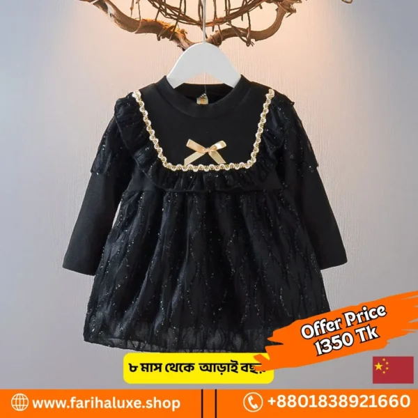 🌟 New Arrival – Premium Black Baby Girl Dress! 🌟 (Code: FL63) 🖤